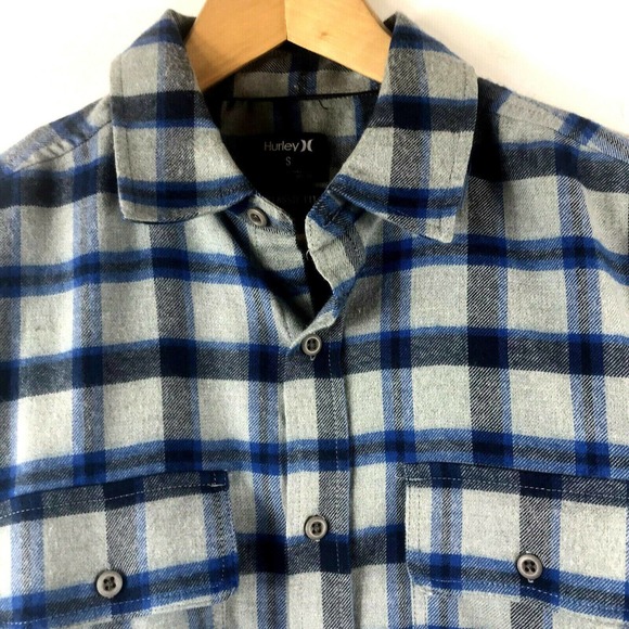 Hurley Dri-Fit Hemmingway Flannel Button Front Shirt Mens Small Grey Plaid $70 - Picture 1 of 6